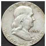 1953-S Franklin Silver Half Dollar
