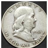 1951-D Franklin Silver Half Dollar
