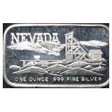 Scarce Nevada Mine 1 Troy Oz .999 Silver Bar