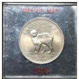 1970 Isle of Man 1 Crown Coin BU in Holder