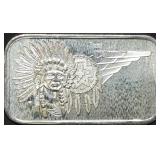 Vintage 1 Troy Oz .999 Silver Indian Chief Bar