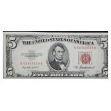 1953 A $5 Red Seal Legal Tender Bank Note Crisp