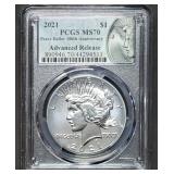 2021 Peace Silver Dollar PCGS MS70 Adv Release