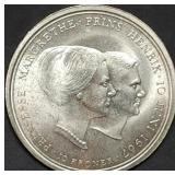 1967 Denmark 10 Kroner 80% Silver Coin Gem BU