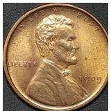 1909 VDB Lincoln Wheat Cent BU Red