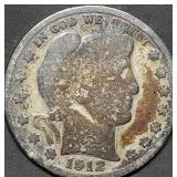 1912 Barber Silver Half Dollar