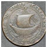 1792 Isle of Wight Halfpenny Conder Token Nice