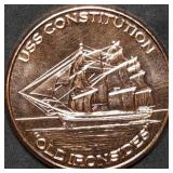 1oz Copper Bullion Round BU USS Constitution