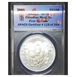 2015 Canada $100 Musk Ox Silver Coin ANACS SP70