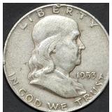 1953-D Franklin Silver Half Dollar