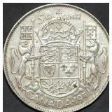 1951 Canada Silver Half Dollar AU