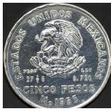1953 Mexico 5 Pesos .720 Silver Coin 28g Hidalgo