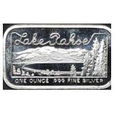 Scarce Lake Tahoe 1 Troy Oz .999 Silver Bar