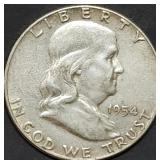 1954 Franklin Silver Half Dollar