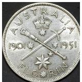 1951 Australia .500 Silver Florin BU