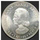 1964 Denmark 5 Kroner 80% Silver Coin Gem BU