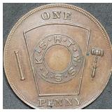 1868 Dated Masonic Penny Hillington Morris NY