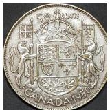 1950 Canada Silver Half Dollar AU