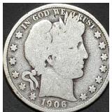 1906-D Barber Silver Half Dollar