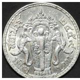 1915 Thailand 1 Baht .90% Silver Coin Gem BU