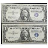 Sequential 1957 $1 Silver Certificates Unc Notes