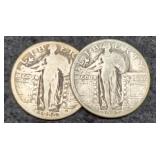 (2) Standing Liberty Quarters