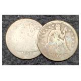 (2) Liberty Seated Dimes 1854, 1856
