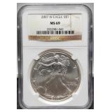2007-W Slab Silver Eagle NGC MS69