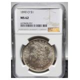 1890-O Slab Morgan Silver Dollar NGC MS62