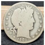 1901 Barber Half Dollar