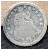 1845 Liberty Seated Dime