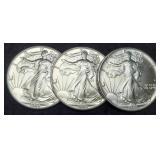 (3) 1990 Silver Eagles