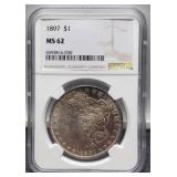 1897 Slab Morgan Dollar NGC MS62