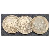 (3) 1925 Buffalo Nickels P,D,S