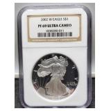2002-W Slab Proof Silver Eagle NGC PF69