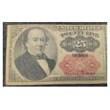 1874 Twenty Five Cent Fractional Currency Note XF