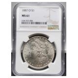 1887-O Slab Morgan Dollar NGC MS61