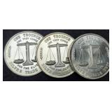 (3) 1 Troy Oz. Silver Trade Unit Rounds
