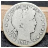 1911-D Barber Half Dollar