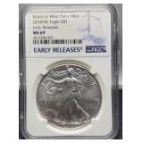 2018 (W) Slab Silver Eagle NGC MS69