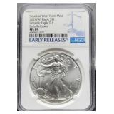 2021 (W) T-1 Slab Silver Eagle NGC MS69