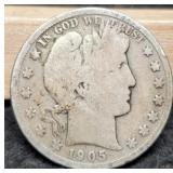 1905-S Barber Half Dollar