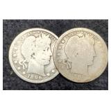 (2) Barber Quarters 1896, 1898-S