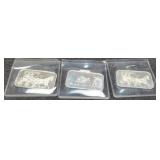 (3) 1 Troy Oz. Silvertowne Bars