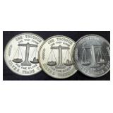 (3) 1 Troy Oz. Silver Trade Unit Rounds