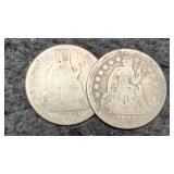 (2) Liberty Seated Dimes 1857-O, 1869-S