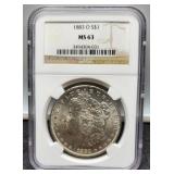1883-O Slab Morgan Dollar NGC MS63