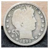 1892-S Barber Quarter