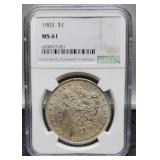 1903 Slab Morgan Dollar NGC MS61