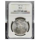 1887 Slab Morgan Dollar NGC MS63